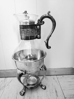 Vintage FB Rogers Silverplate Coffee Server Carafe w/ Warmer Stand Ornate Decor